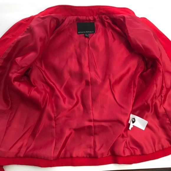 Banana Republic Military Inspired Button Embellished Tailored Jacket 00P Red - Picture 10 of 14